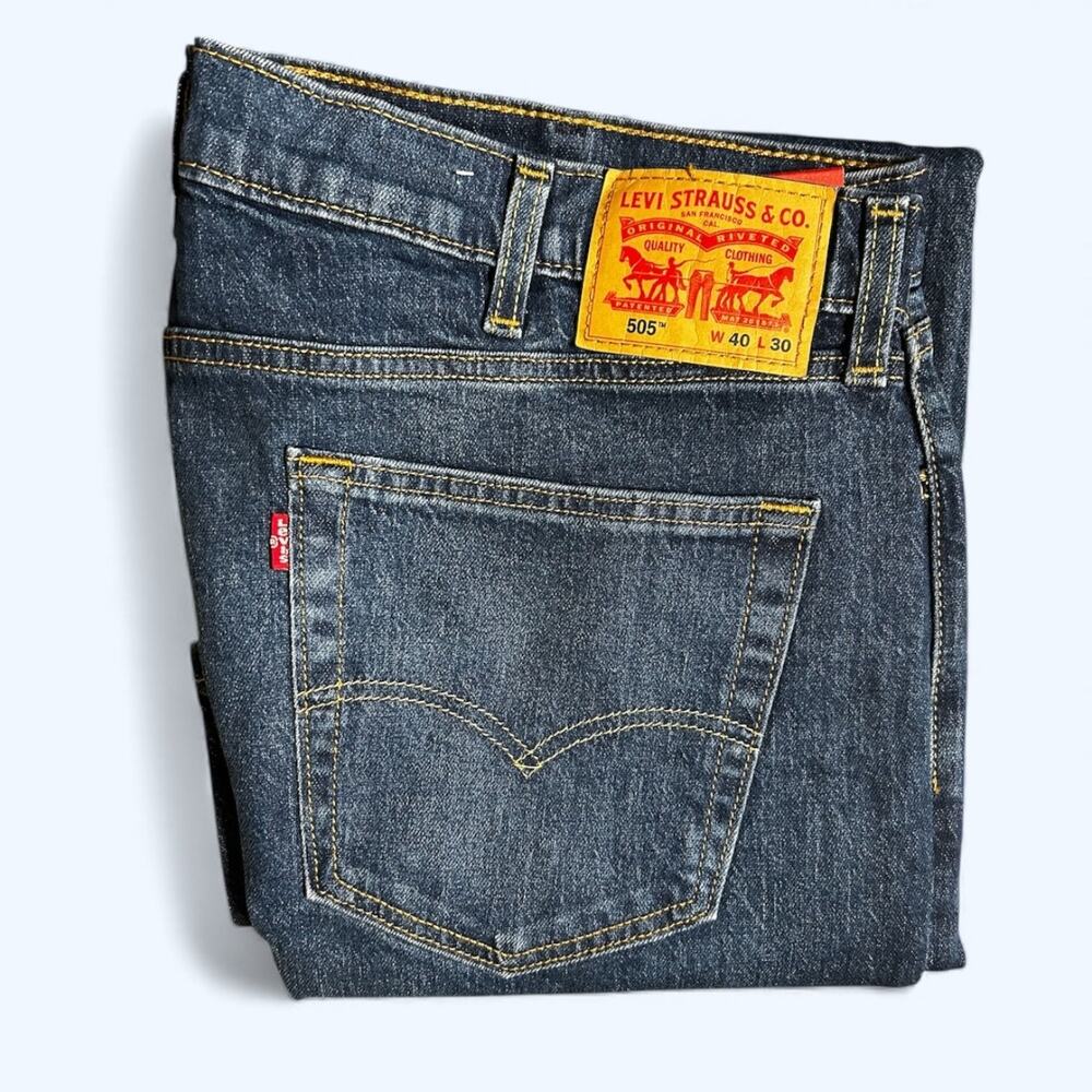 Levi's Men's 505 Regular Fit Jean Straight Leg Dark Blue Size 40x30